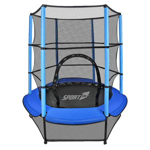 Trampolino Tappeto Elastico ⌀140x185 cm in Acciaio con Rete di Protezione Blu