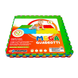 Tappeto Puzzle 4pz per Bambini Componibile Mega Quadrotti Multicolore