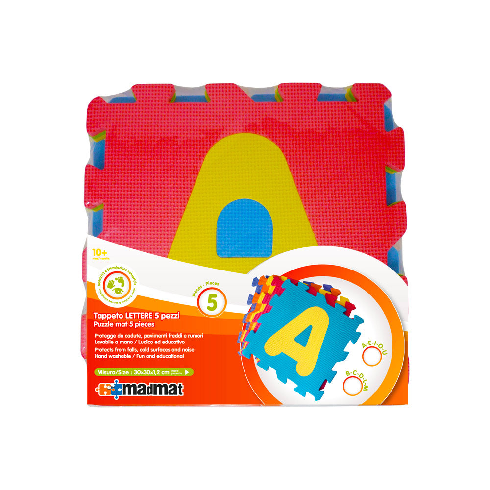 Tappeto Puzzle 5pz per Bambini Componibile Lettere Multicolore