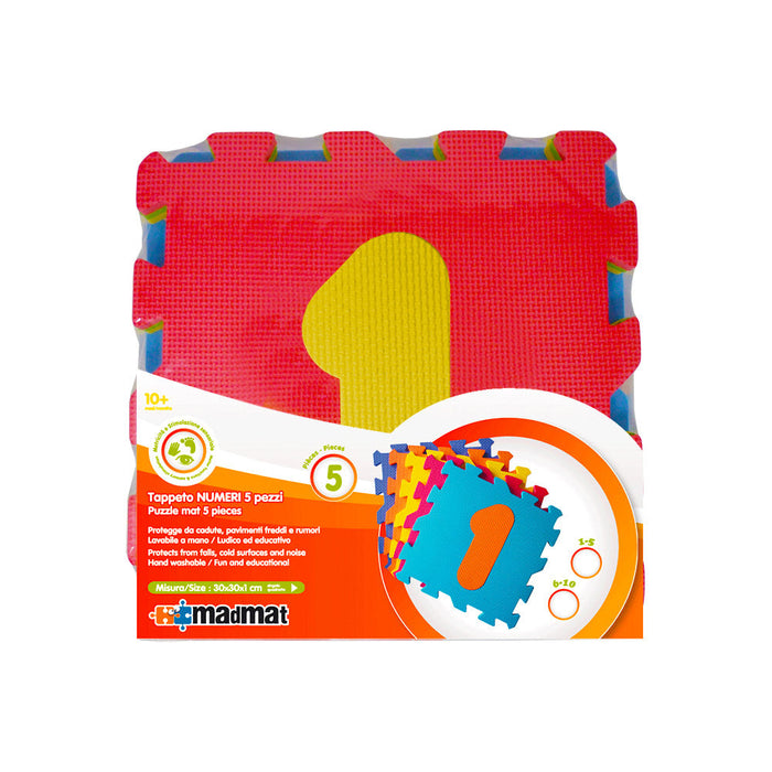 Tappeto Puzzle 5pz per Bambini Componibile Numeri Multicolore