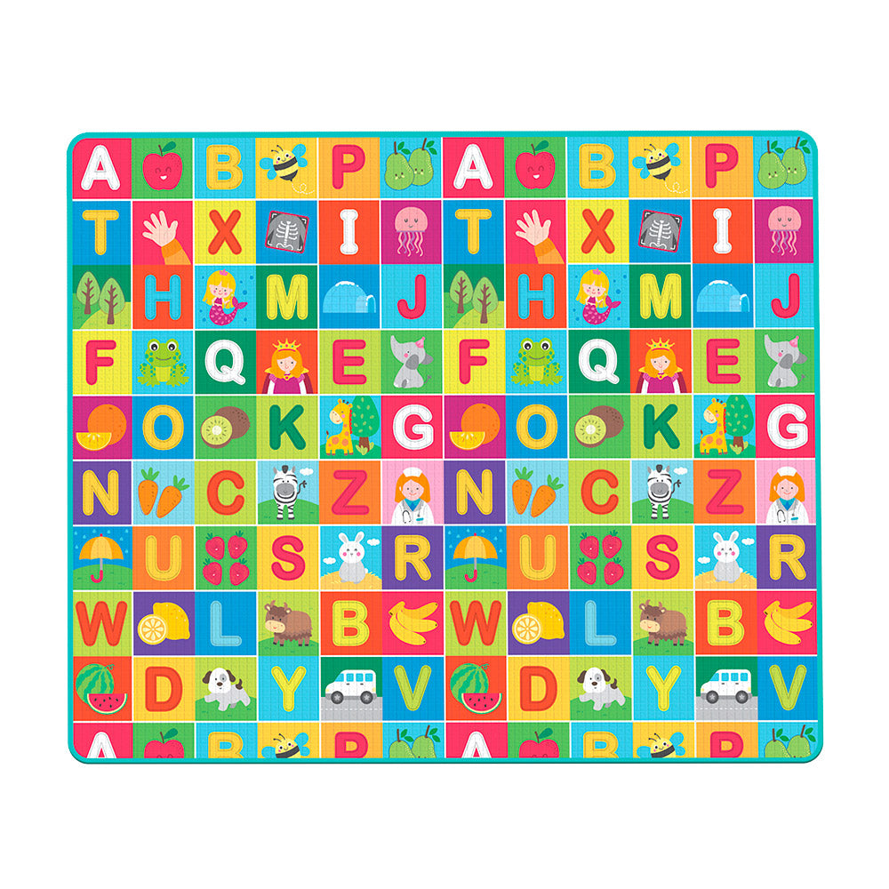 Tappeto Morbido per Bambini 200x160 cm Arrotolabile Doppia Grafica Multicolore