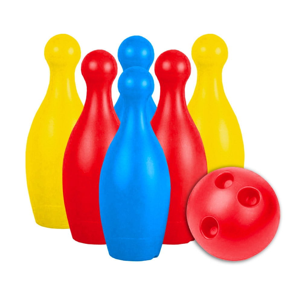 Gioco Bowling per Bambini con Birilli H19 cm 1 Boccia Ø10 cm in Plastica Multicolore