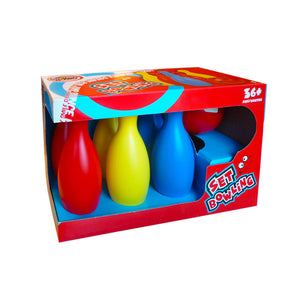 Gioco Bowling per Bambini con Birilli H19 cm 1 Boccia Ø10 cm in Plastica Multicolore