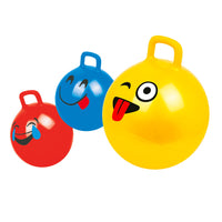 Palla Cavalcabile per Saltare con Maniglia per Bambini Ø55x65 cm con Emoticon Rosso o Giallo o Blu