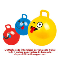 Palla Cavalcabile per Saltare con Maniglia per Bambini Ø55x65 cm con Emoticon Rosso o Giallo o Blu