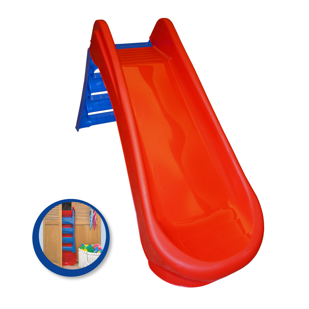 Scivolo per Bambini 130x47x72 cm Pieghevole in Plastica Rosso e Blu