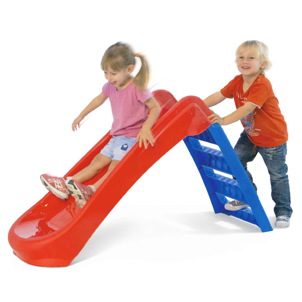 Scivolo per Bambini 130x47x72 cm Pieghevole in Plastica Rosso e Blu