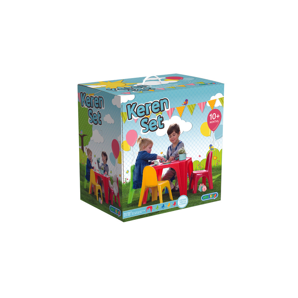 Set Tavolo con 4 Sedie per Bambini in Plastica Multicolore