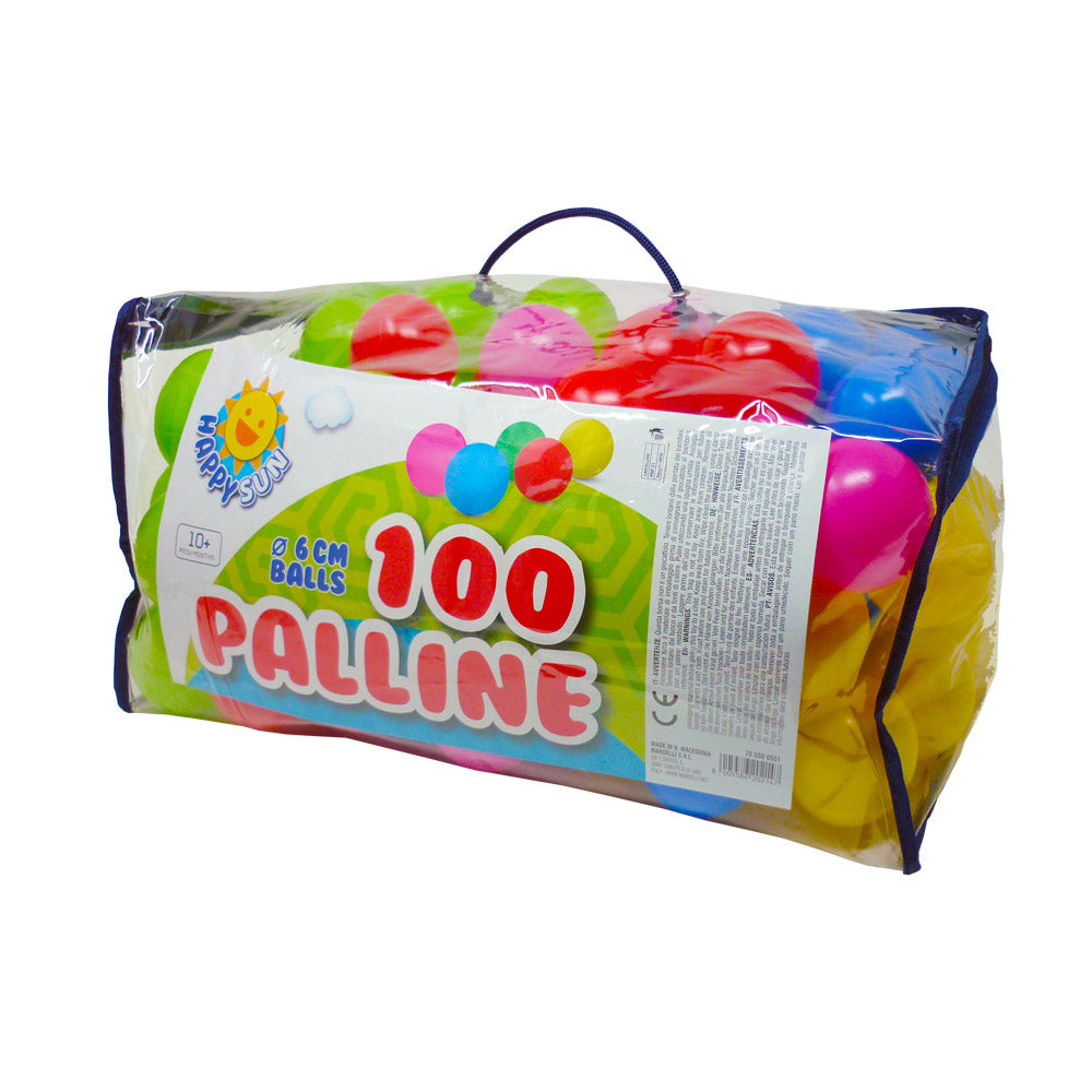 Sacca 100 Palline Ø 6 cm in Plastica Morbida Multicolore