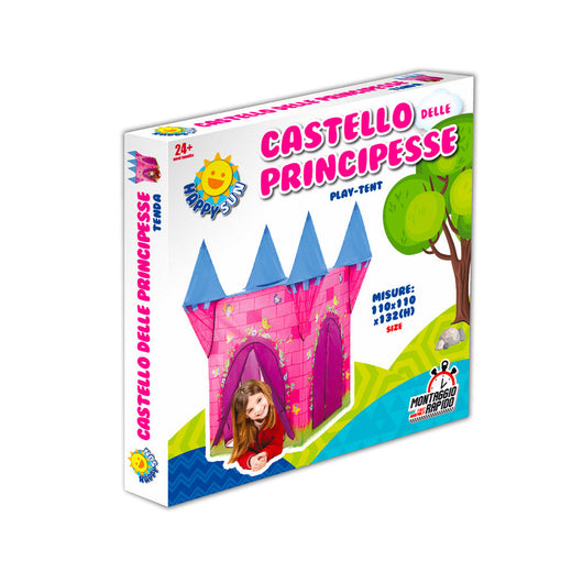 Tenda da Gioco per Bambini 110x110x132 cm Struttura in Plastica Tubolare Con 2 Torri Rosa