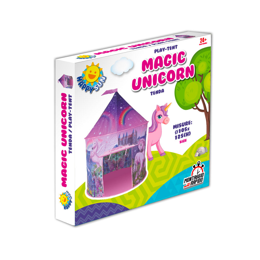 Tenda da Gioco per Bambini Ø 105x125 cm Struttura in Plastica Tubolare Magic Unicorn Rosa