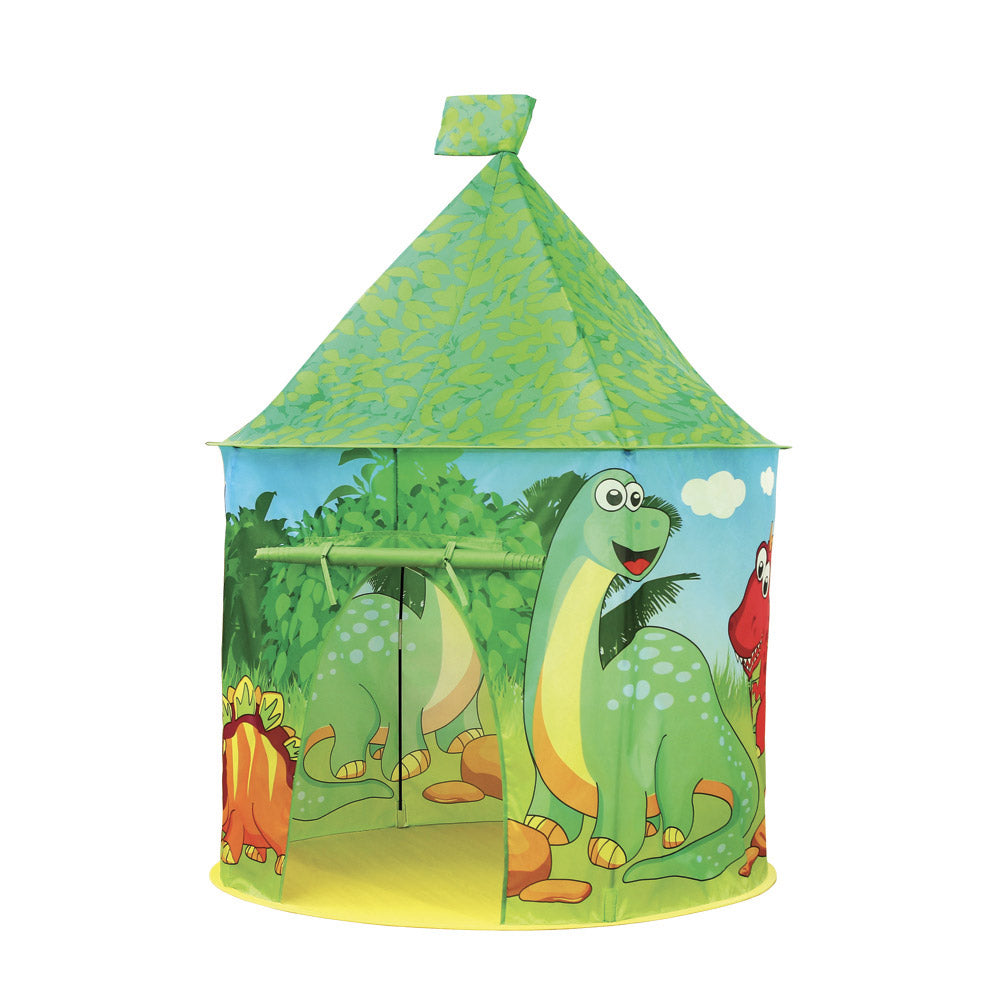 Tenda da Gioco per Bambini Ø 105x125 cm Struttura in Plastica Tubolare Dinosauri Verde