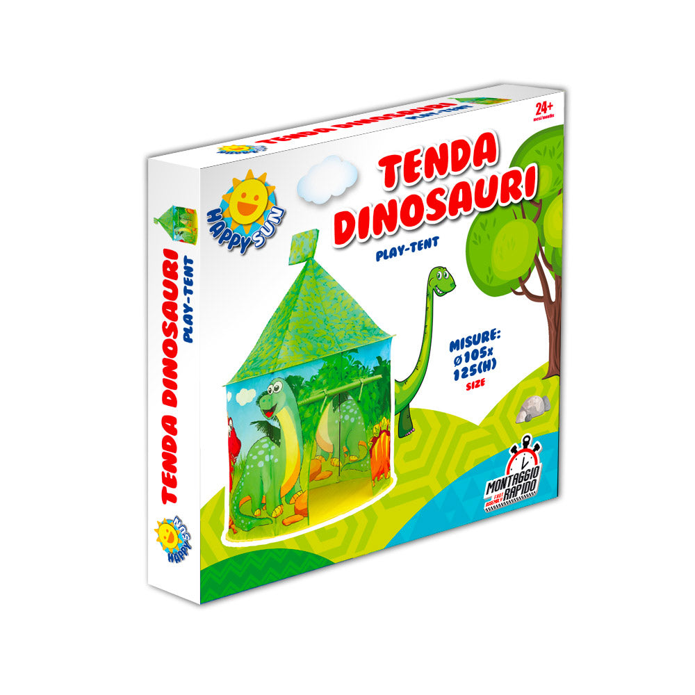 Tenda da Gioco per Bambini Ø 105x125 cm Struttura in Plastica Tubolare Dinosauri Verde