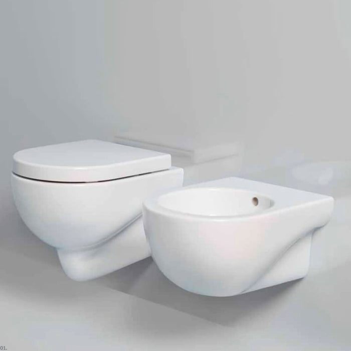 Sanitari Sospesi Ceramica Azzurra Nuvola WC + BIDET + SEDILE