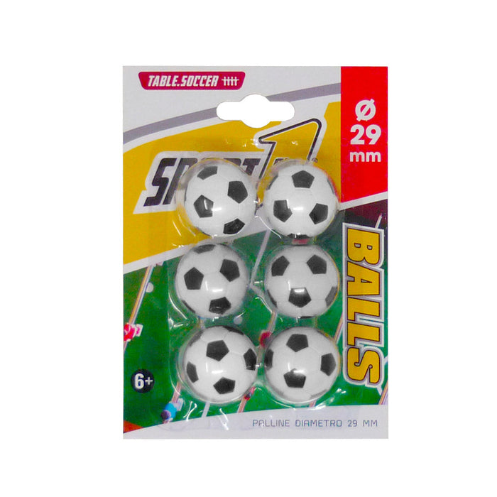 Set 6 Palline per Calciobalilla da Tavolo Ø 29 mm  Bianco e Nero