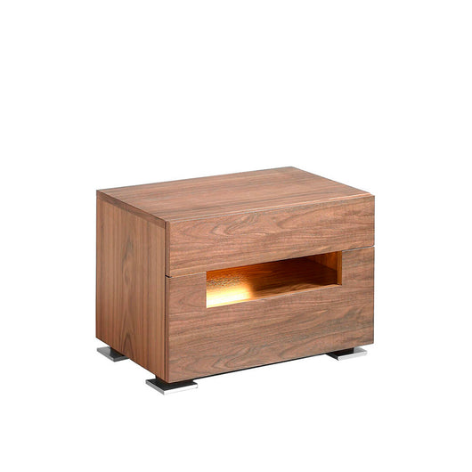 Comodino 58x38x41 cm in legno di noce con illuminazione interna a led