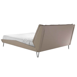 Letto matrimoniale 192x223x98 cm rivestito in similpelle con gambe in acciaio colore nero