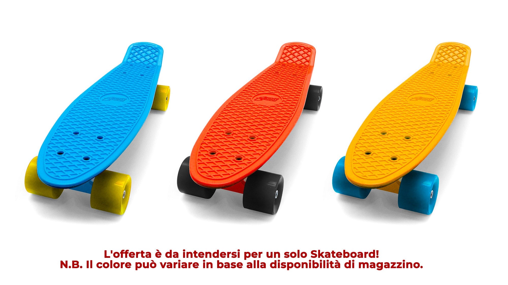 Skateboard con Tavola 57 cm in PP Street Cruizer Azzurro Arancio e Giallo