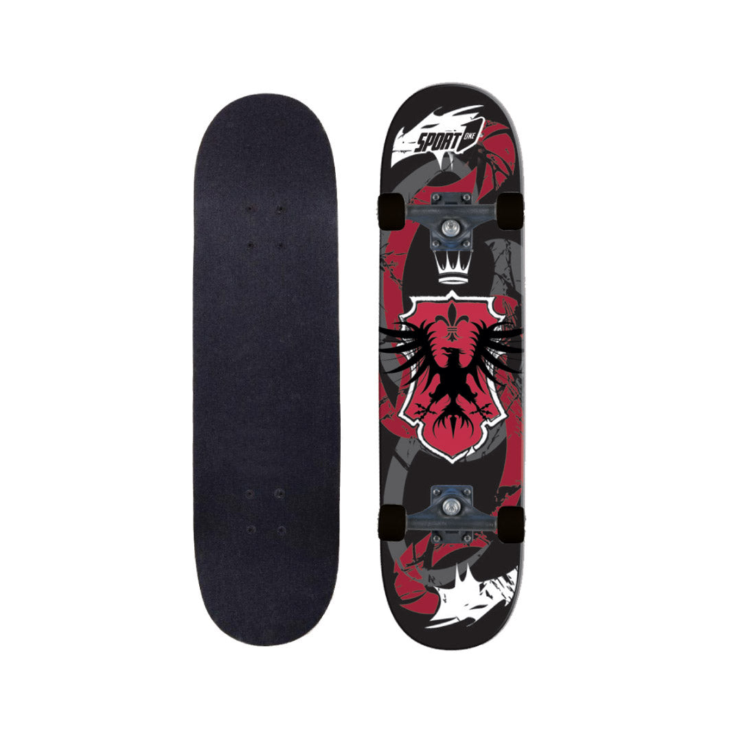 Skateboard con Tavola 80 cm in Legno Concava Orion Rosso Verde e Giallo