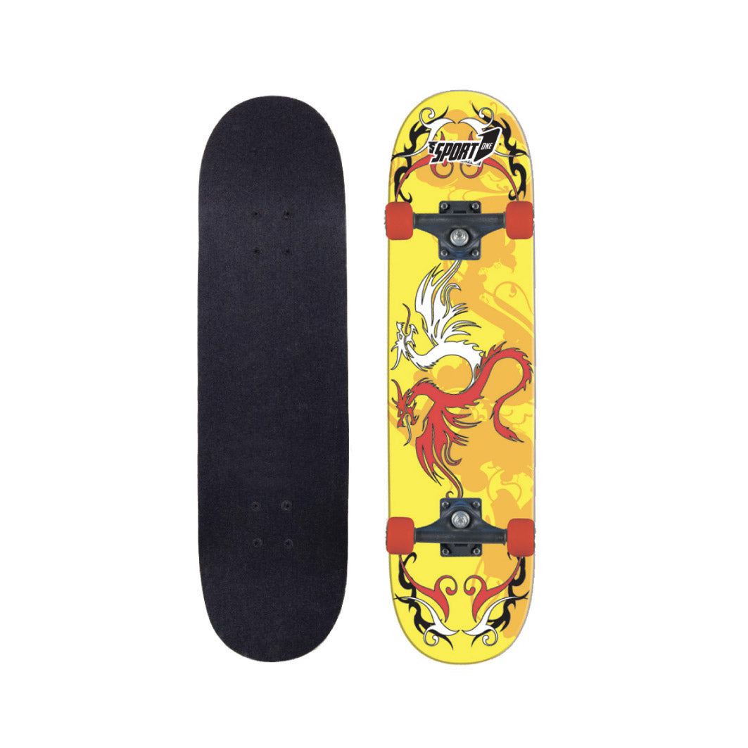 Skateboard con Tavola 80 cm in Legno Concava Orion Rosso Verde e Giallo