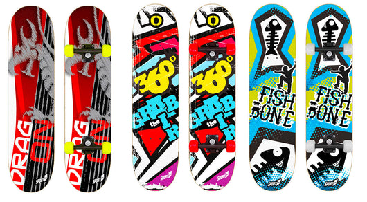 Skateboard con Tavola 80 cm in Legno Concava Double Drago Fish Grab