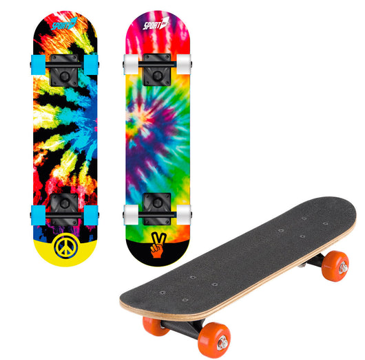 Skateboard con Tavola 80 cm in Legno Concava Hippy Multicolore