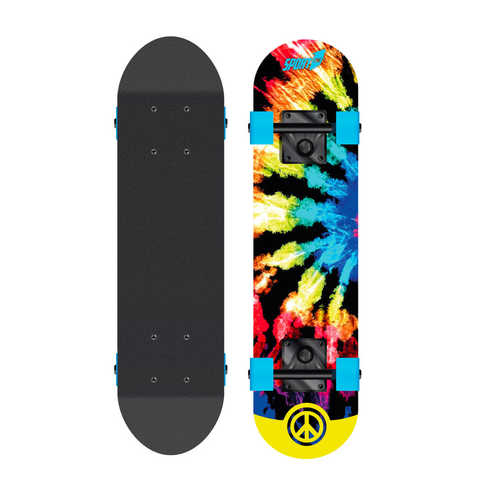 Skateboard con Tavola 80 cm in Legno Concava Hippy Multicolore