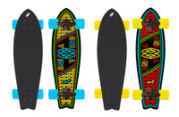 Skateboard con Tavola 70 cm in Legno Coda di Rondine Twins Giallo/Azzurro e Rosso/Giallo