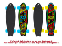 Skateboard con Tavola 70 cm in Legno Coda di Rondine Twins Giallo/Azzurro e Rosso/Giallo