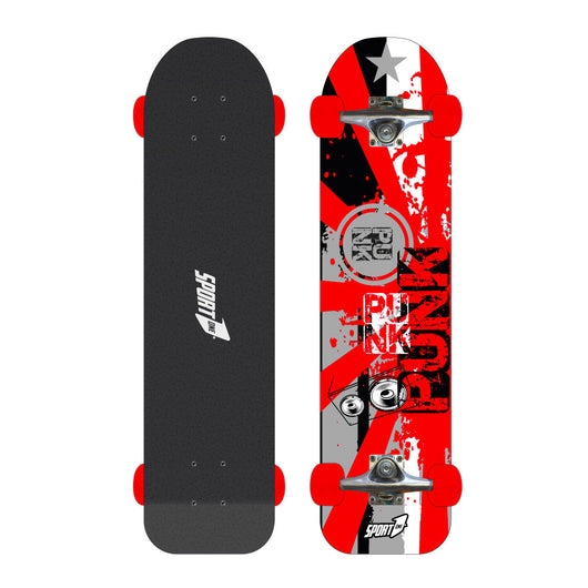 Skateboard con Tavola 76 cm in Legno Punk Rosso Azzurro