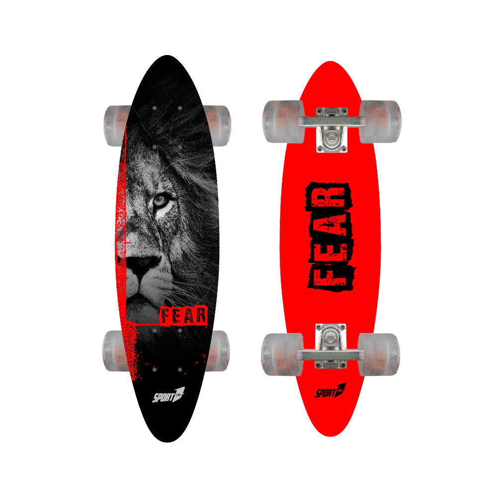 Skateboard con Tavola 61 cm in Legno Fear Rosso Verde