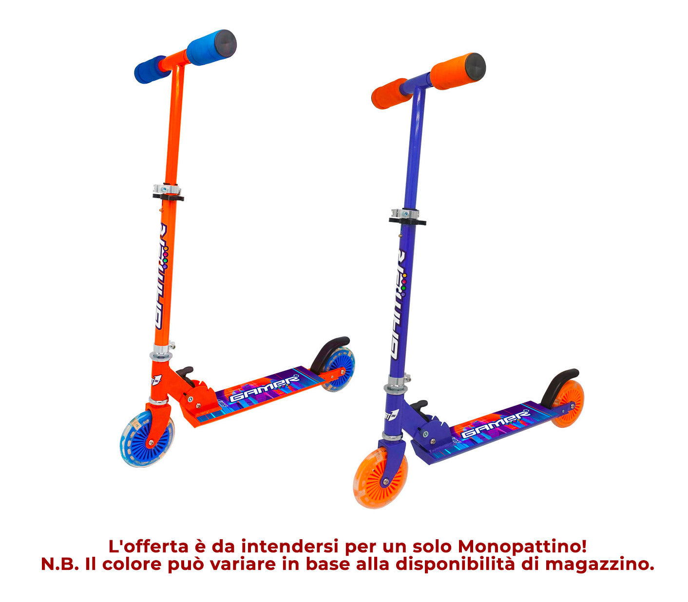 Monopattino 2 Ruote Pieghevole per Bambini Ruote 120 mm con Luci Arancione o Blu