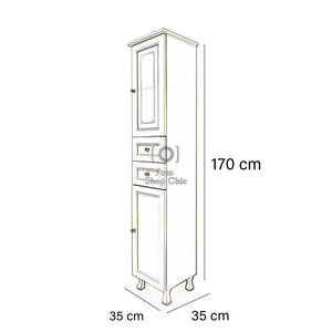 Colonna da bagno con finitura avorio laccato e pomelli Swarovski