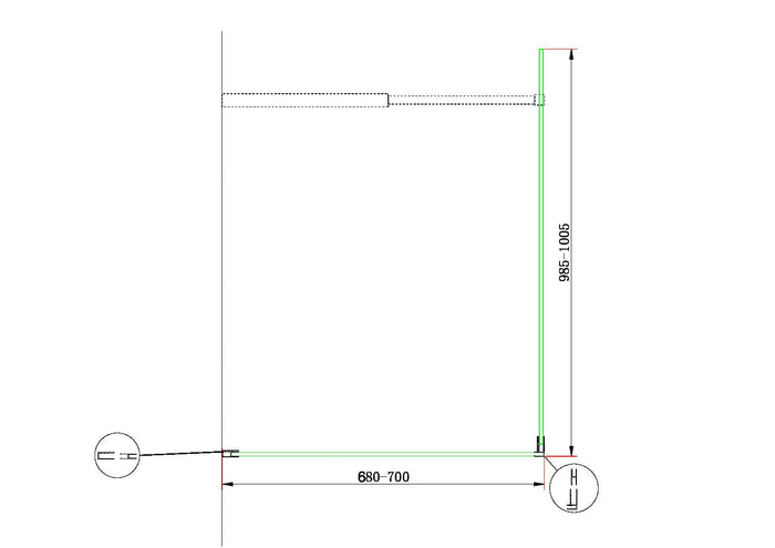 Parete Doccia Walk-in Angolare Doppio Vetro 8 mm Reversibile 68-70 x 98,5-100,5 H 200 cm