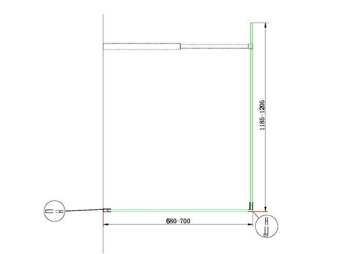 Parete Doccia Walk-in Angolare Doppio Vetro 8 mm Reversibile 68-70 x 118,5-120,5 H 200 cm