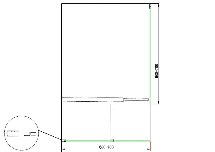 Doppia Parete Doccia Walk-in Con Braccio Di Sostegno Superiore a T Vetro 8 mm Reversibile 68-70 x 68-70 H 200 cm