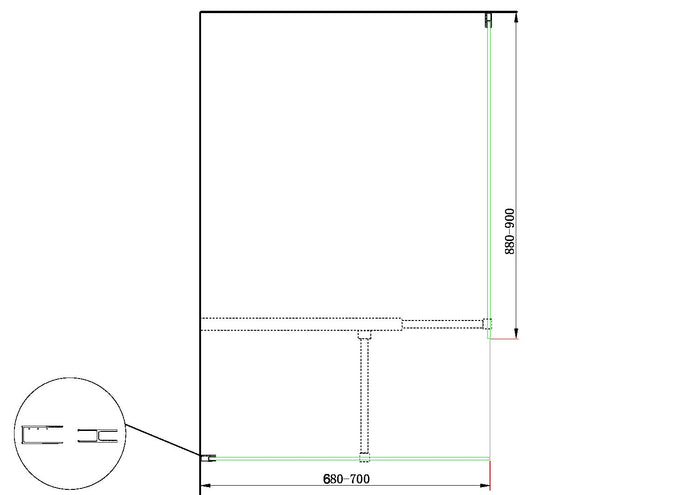 Doppia Parete Doccia Walk-in Con Braccio Di Sostegno Superiore a T Vetro 8 mm Reversibile 68-70 x 88-90 H 200 cm