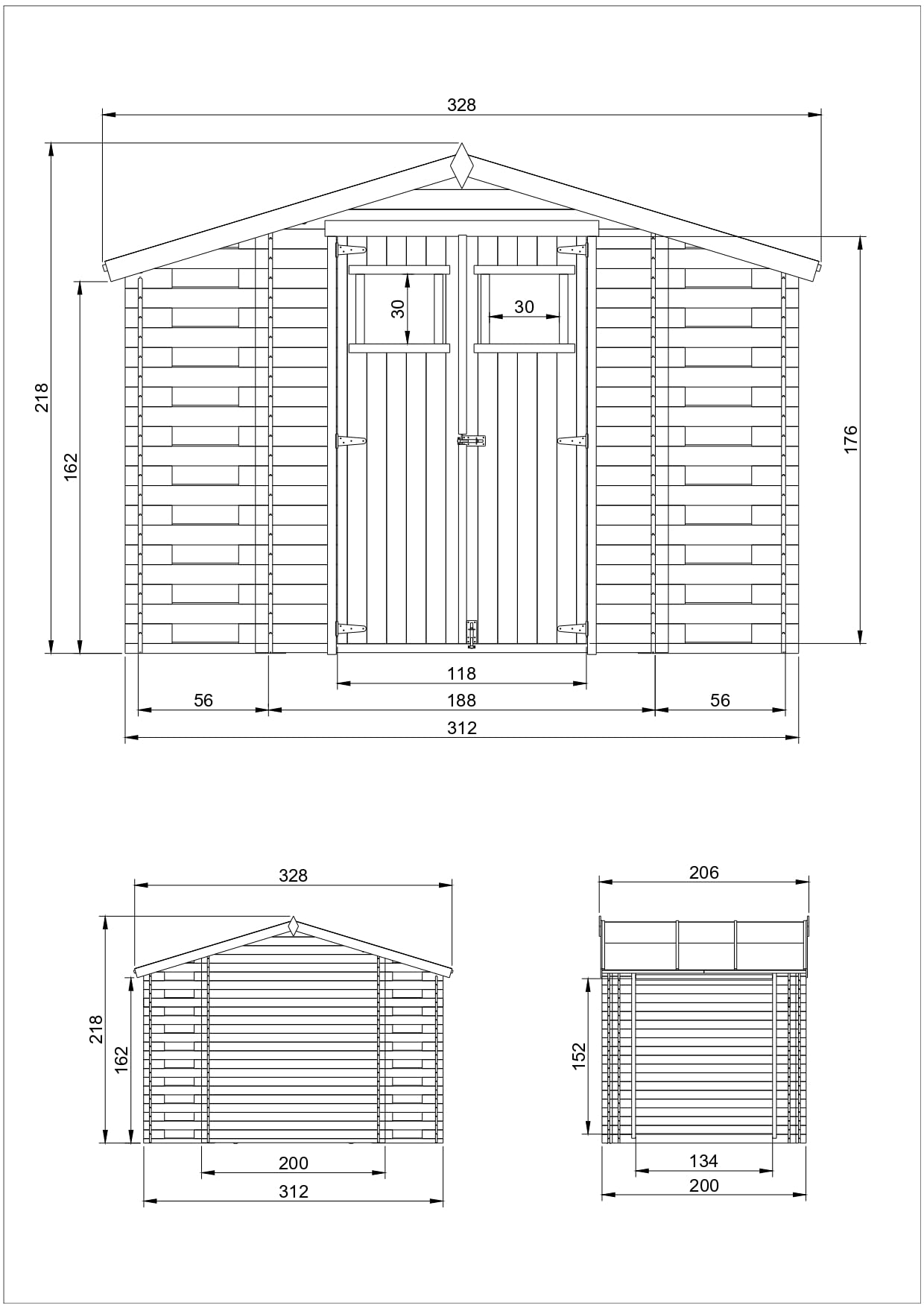 TIMBELA M391 Casetta da Giardino in Legno - 3,53 + 0,97+0,97 m2 