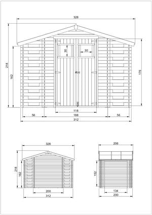 TIMBELA M391 Casetta da Giardino in Legno - 3,53 + 0,97+0,97 m2 