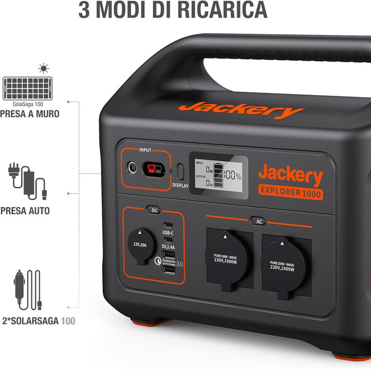 Centrale elettrica portatile Jackery Explorer 1000, batteria al litio mobile solare da 1002Wh, per campeggio