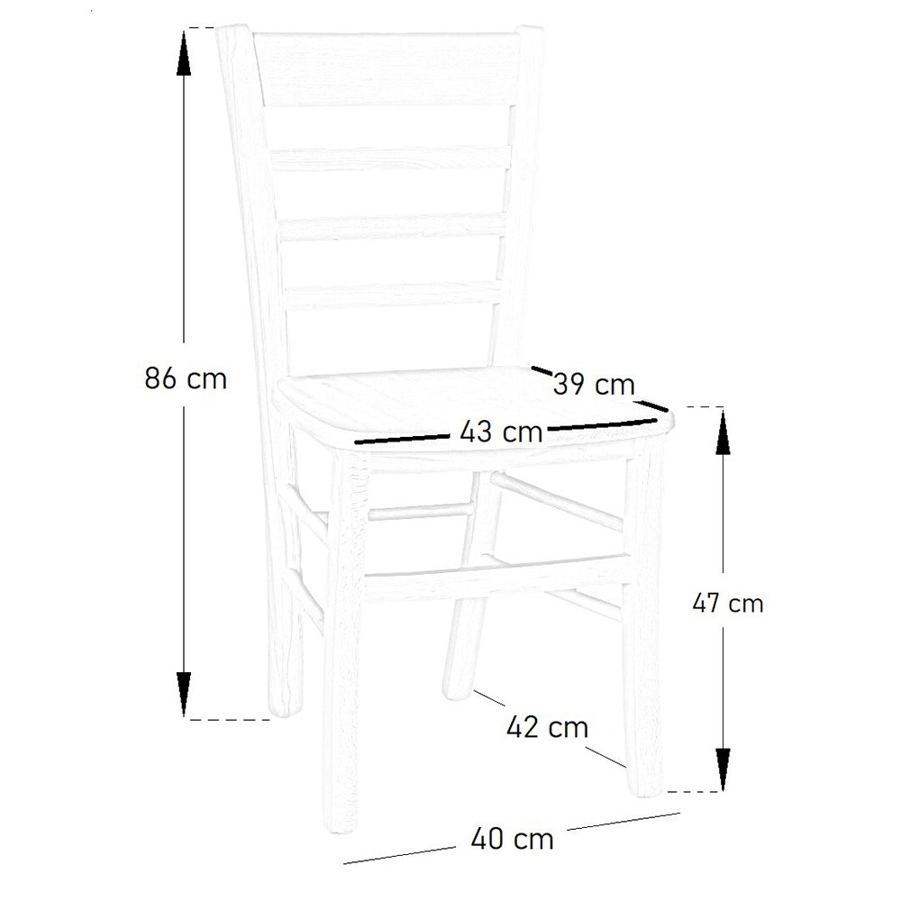 Sedia in Legno massello con seduta in massello Mod. SARA Robusto da verniciare