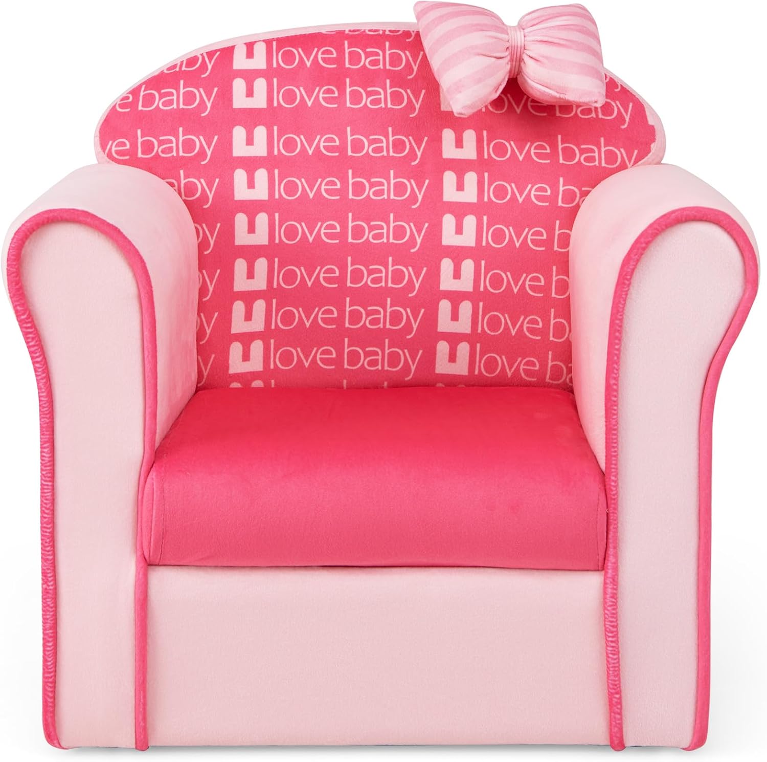 Divano per Bambini, Poltrona Imbottita per Bambini con Rivestimento in Velluto Ultra Morbido, Schienale Spazioso e Braccioli Curvi, Piedini Antiscivolo, per Camera da Letto, Soggiorno, Rosa