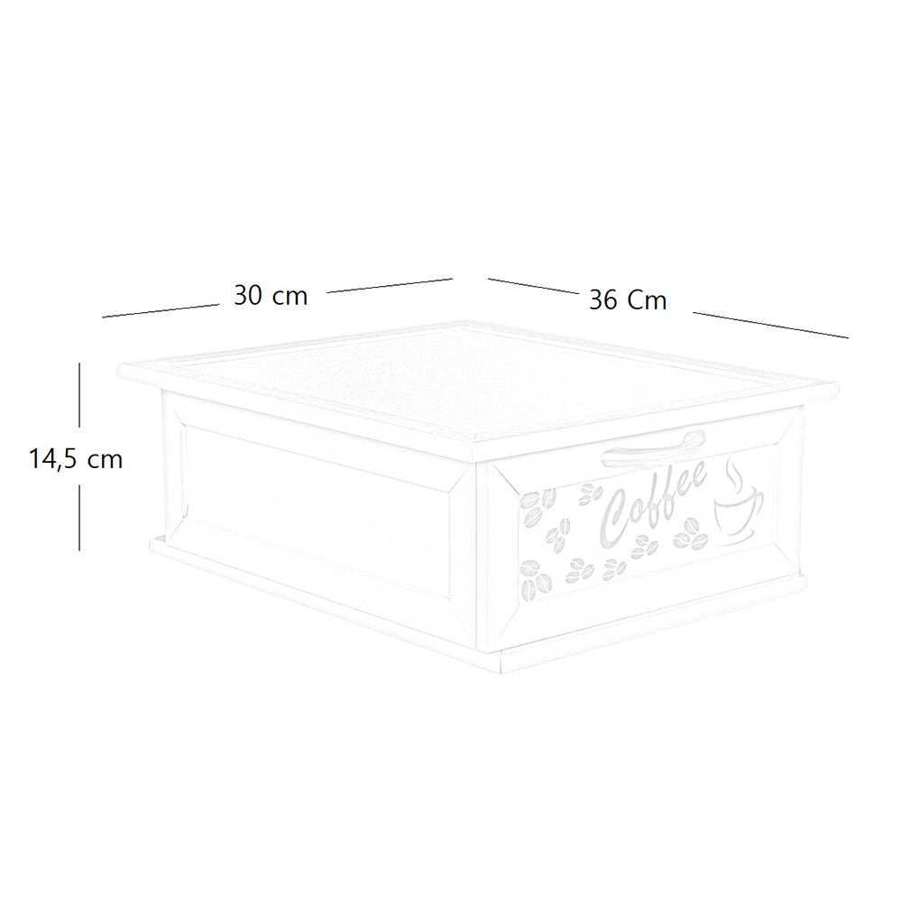 Cassetto contenitore bianco panna in legno portacapsule o cialde