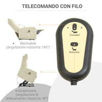 EASYCOMFORT  Poltrona Alzapersona con Telecomando e Schienale Reclinabile a 145°, Similpelle Color Crema