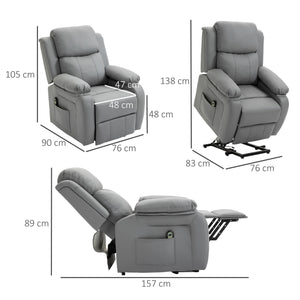 EASYCOMFORT  Poltrona Relax Elettrica e Alzapersona Reclinabile fino 160° con Telecomando, in Similpelle - Grigio