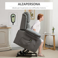 EASYCOMFORT  Poltrona Relax Elettrica e Alzapersona Reclinabile fino 160° con Telecomando, in Similpelle - Grigio