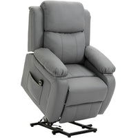 EASYCOMFORT  Poltrona Relax Elettrica e Alzapersona Reclinabile fino 160° con Telecomando, in Similpelle - Grigio