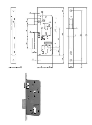 ISEO 200N401 SERRATURA INF. MM.40 FRONT.ACC.OTT. B.Q.