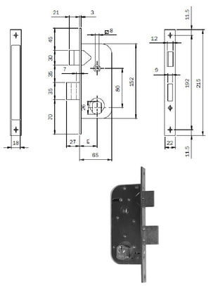 ISEO 620350 SERRATURA X CANCELLI MM.35 2MANDATE