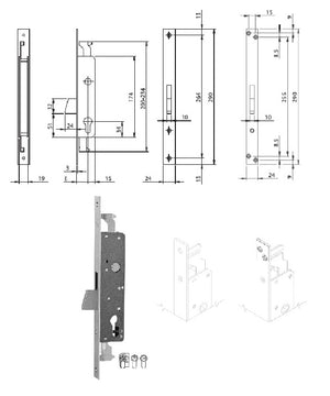 ISEO 783253IFZ SERRATURA INF. X MONT.TRIPL. MM.25 CATENACCIO